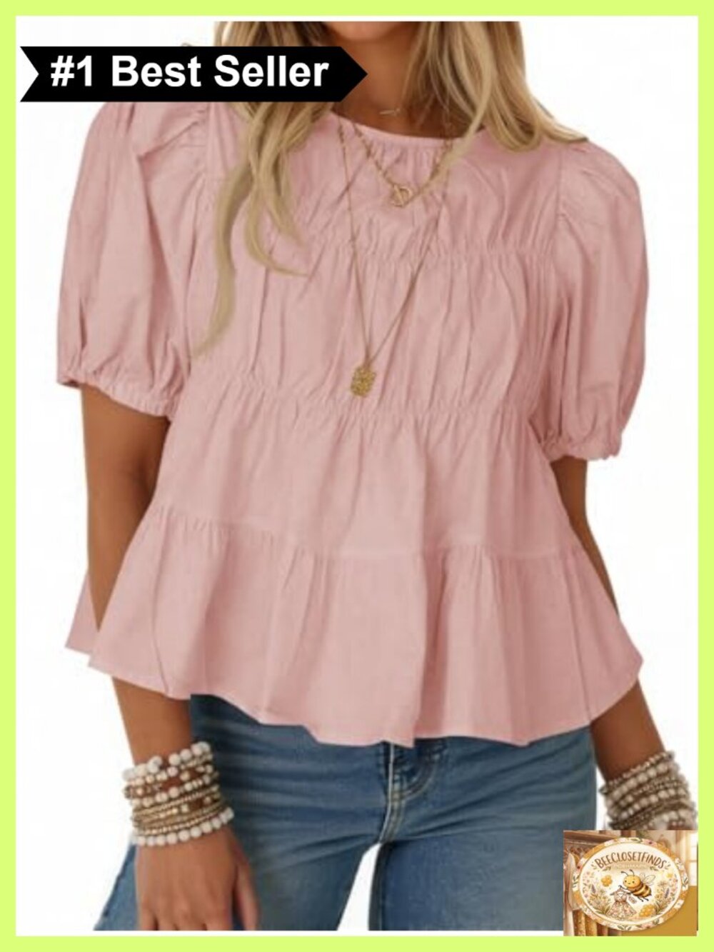 Puff Sleeve Peplum Babydoll T-Shirt Blouse Cotton Loose Fit Summer Top